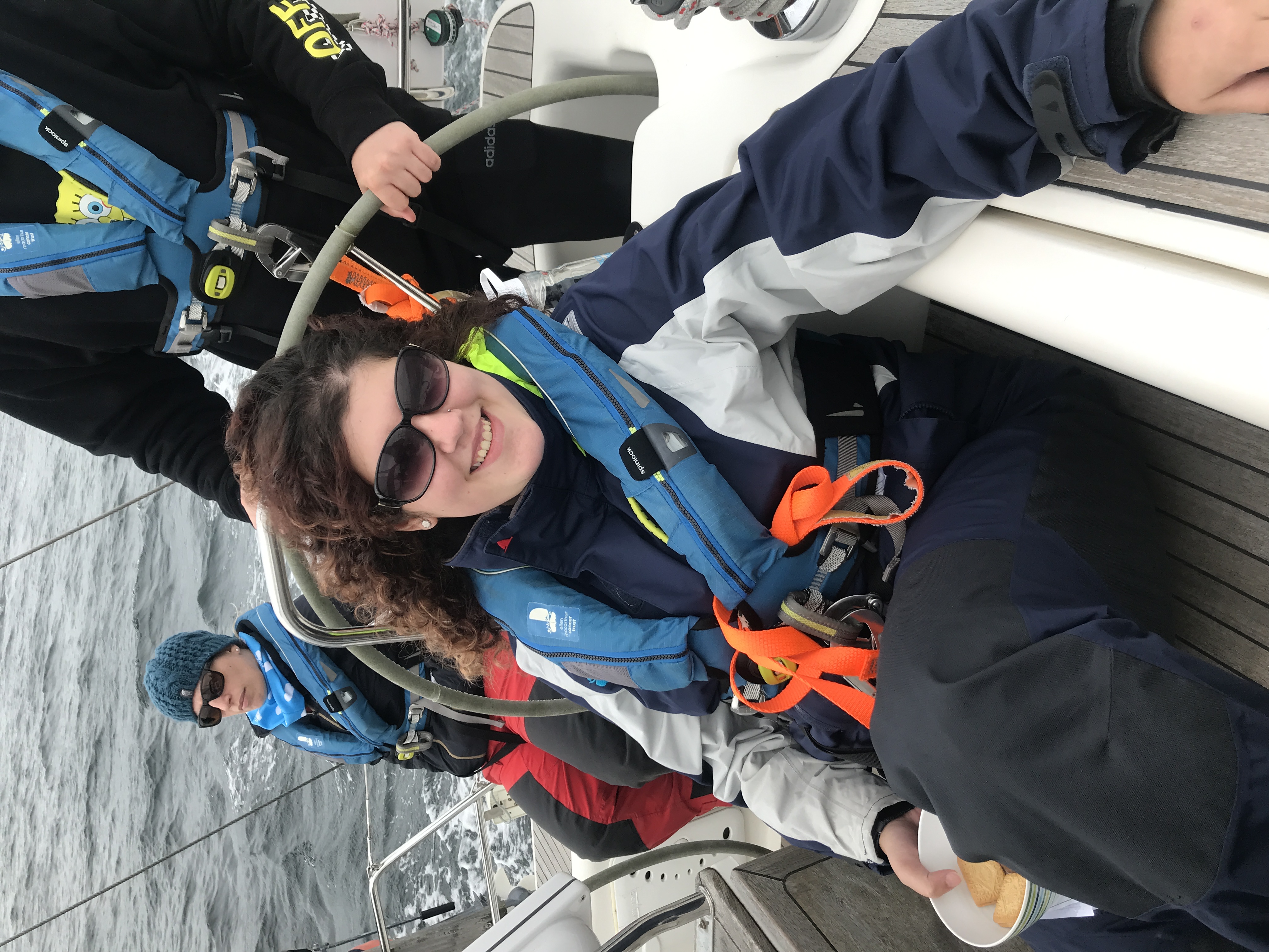 Athena relaxing on a sailing adventure with the Trust from Largs in 2022