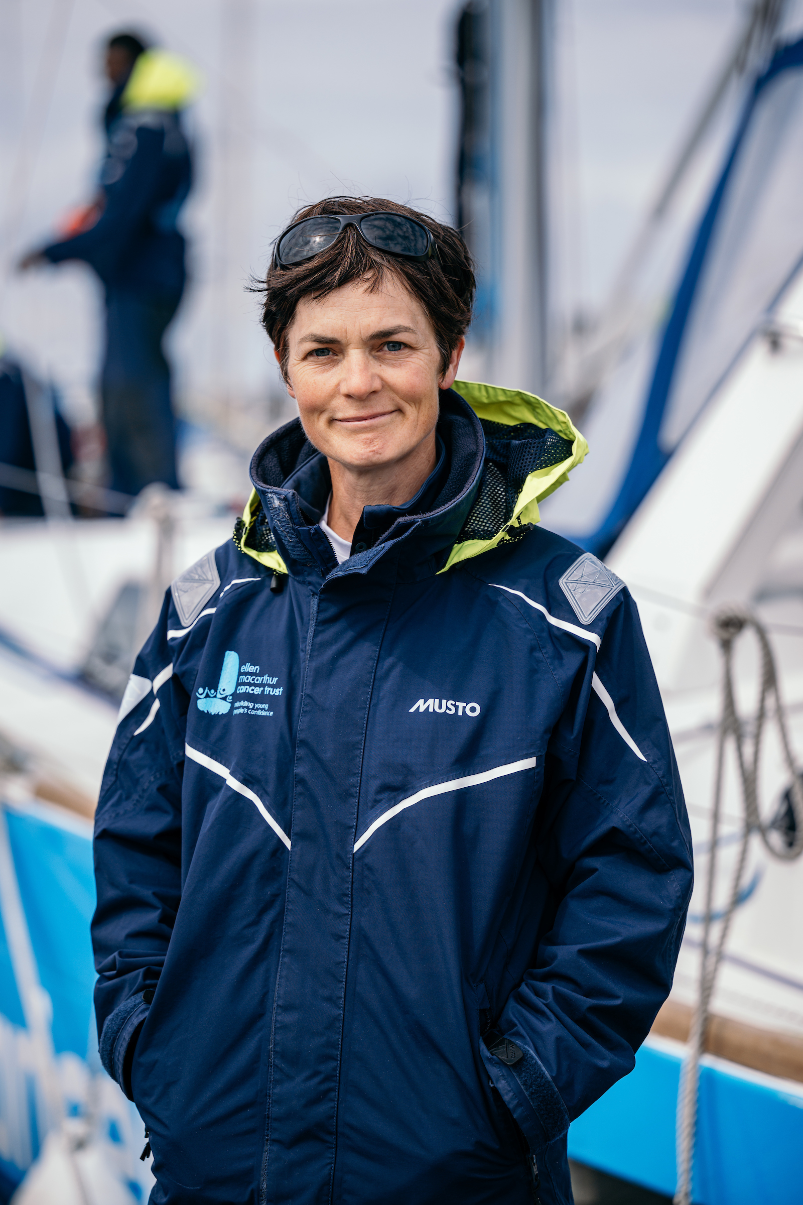 Dame Ellen on the pontoon during Round the Island Race 2022
