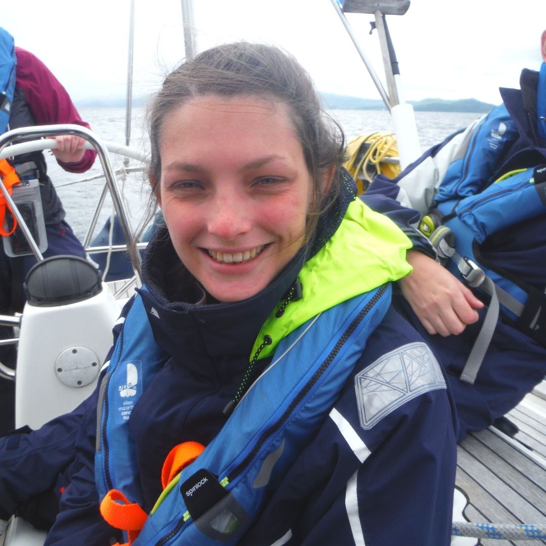 Avalon looking happy and smiling on her first sailing trip with the Trust 