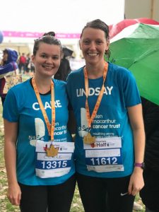 Ellen MacArthur Cancer Trust 2018 Royal Parks Half Marathon runners with their medals