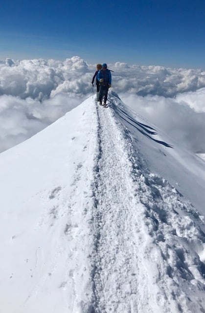 Summit ridge as Trustee Martin Pluves scaled Mont Blanc in 2018